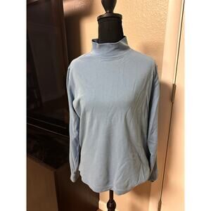 Vintage 90s Lands' End Girls M (10-12) Mock Neck - Periwinkle Blue Y2K Basic